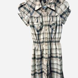 Wet Seal Plaid Maxi Dress - Gray and Cream